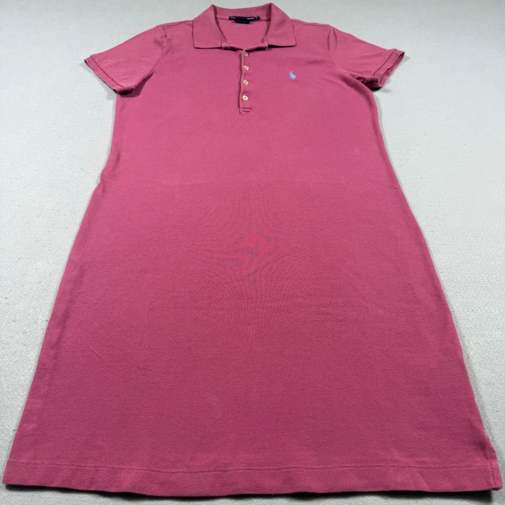 Ralph Lauren Sport Womens Pink Cotton Pique Short Sleeve Polo Dress Large
